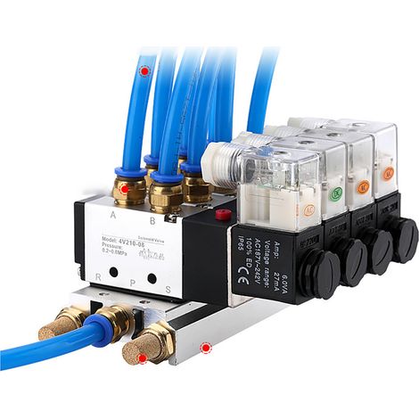 Électrovanne pneumatique à cinq voies et deux positions, sélection multiple de tension, type Airtac 4V210-08/06 (1/5)
