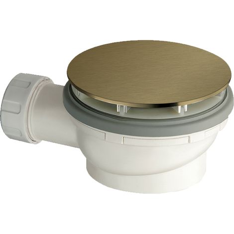 Cristina Ondyna – Bonde de douche Ø90 mm avec capot extra plat – Sortie horizontale Ø40 mm – Hauteur 64 mm – Finition or brossé