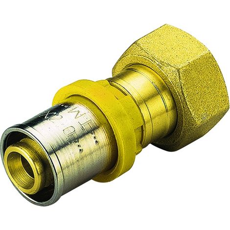 Raccordo a pressare dritto 16 x 3/4 con girello per multistrato per gas tiemme