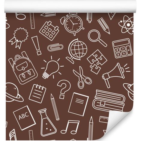 Papier peint Fournitures scolaires Rouille et Orange pour salon et chambre 50x1000 cm (1/5)