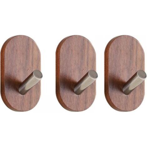 Lot de 3 patères en Bois, Porte-Manteau en Bois Naturel, Crochets de décoration de Porte de Maison,Crochet Mural Multifonction pour Sacs à Manteaux, vêtements, clés, écharpe (1/4)