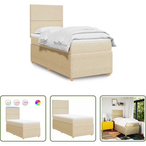 Matratze - Boxspringbett mit Matratze Creme 100x200 cm Stoff (1/5)