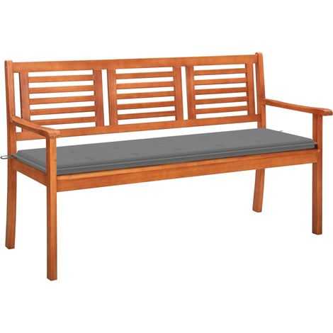 Banc de jardin 3 places avec coussin 150cm Bois d'eucalyptus 2 (1/5)