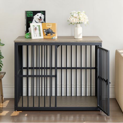 Gabbia modulare per cani tipo mobile, 3 porte, 84 x 56 x 66 cm, grigia (1/5)