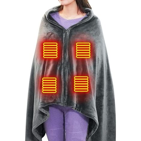 150 x 85 cm große, beheizbare Decke/Schal, tragbare USB-Heizdecke mit 3 Temperaturstufen, waschbarer elektrischer Heizponcho (1/5)