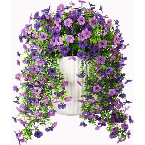 Artificial Hanging Flowers for Spring Outdoor Decor, 2 Lifelike Artificial Silk Daisies for Outdoor, UV Protected Porch Patio Window Box Garden Decoration. (1/5)