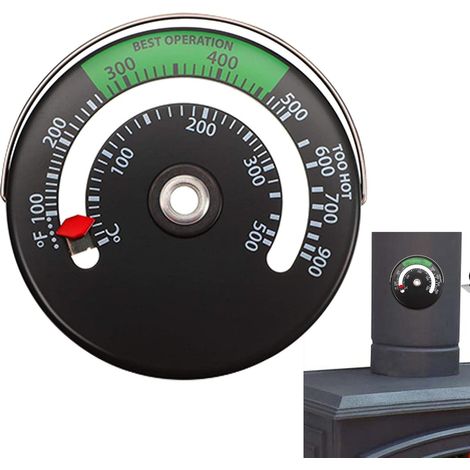 Thermomètre Pour Cheminée, Thermomètre De Poêle Magnétique, Thermomètre Pour Tuyau De Chauffage, Jauge Pour Compteur (1/5)
