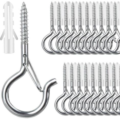 Crochets de suspension avec fixation par vis - Clip - Boucle de sécurité - Crochet à vis noir - Petits crochets de suspension - 18 pièces (1/5)