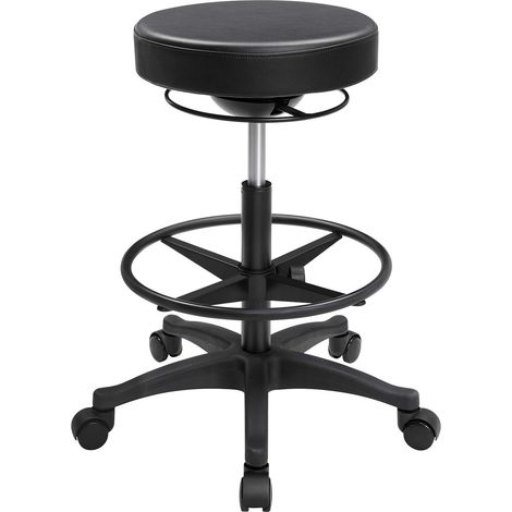 Songmics – Tabouret de bureau ergonomique réglable 59,5-81 cm – Siège haut pivotant avec repose-pieds circulaire – Tissu polyester, mousse, nylon, acier – Noir OSC007B01 (1/5)