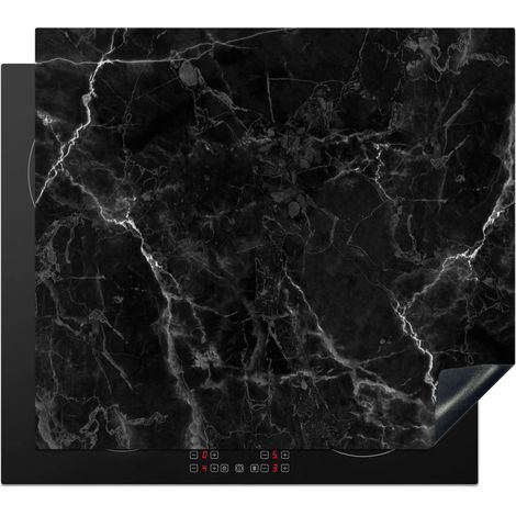 Induction Hob Protector Marble - Black - White - Texture - Marble look 59x51 cm