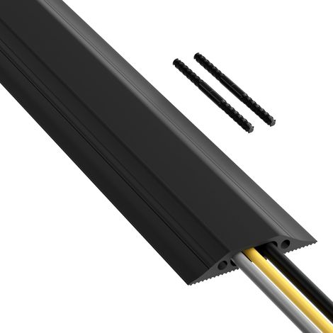 D-Line FC83B/9M Canalina Pavimento, Canalette Elettriche, Passacavi Calpestabile, Passacavo a Pavimento - Cavità per cavi = 30mm (Larghezza) x 10mm (Altezza) - 9m Lunghezza - Nero