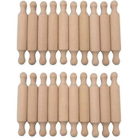 Lot de 20 mini rouleaux à pâtisserie pour loisirs créatifs, petits rouleaux à pâte en bois pour enfants, idéaux pour la cuisine et la pâtisserie. (1/4)