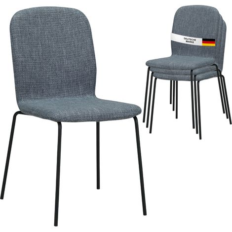 Albatros Esszimmerstühle 4er Set ENNA, grau - stapelbar, bequemer Polsterstuhl - Eleganter Küchenstuhl, Stuhl Esszimmer oder Esstisch Stuhl, Konferenzstuhl , Stückzahl:4, Farbe:Grau (1/5)