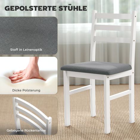 Ensemble de table et 2 chaises de cuisine, table à manger compacte, chaises rembourrées, gain de place, MDF blanc (1/5)