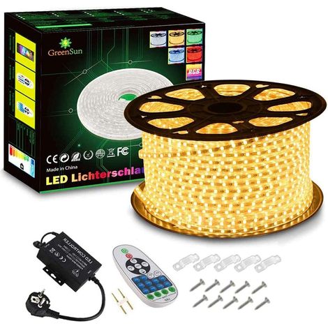 Ruban à LED, 30m Blanc Chaud LED Strip Light 5050 SMD, étanche IP65 LED Bande lumière Pour Les Jardins, Maisons, Cuisine, Fête de Noël [Classe énergétique E] (1/5)
