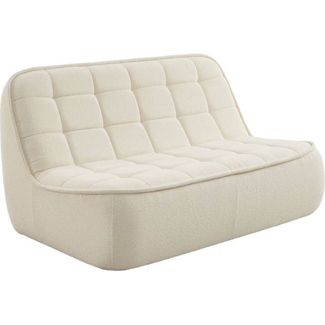sweeek - 2-Sitzer Sofa mit strukturiertem Bouclé-Bezug, Strukturiertes Bouclé, Antikweiß