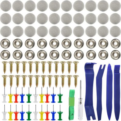 130 set Punaise Ciel de Toit Ciel Boucle Fixe de Voiture,Universel Kit de Rivets de Réparation Voiture avec Tournevis,Bouton D'outils de Toit de Voiture pour Camions Bus Caravanes (1/5)