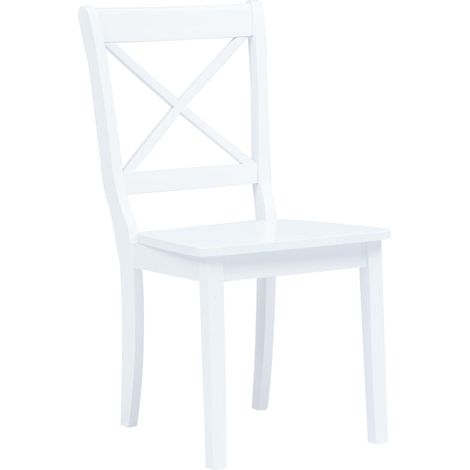 Maison Exclusive - Esszimmerstühle 2 Stk. Weiß Massivholz Gummiba