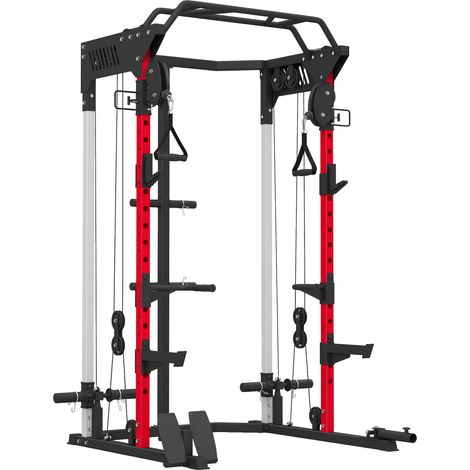 SPORTNOW Power Cage Smith Machine con Sistema di Cavi Regolabili