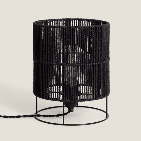 Lámpara de Mesa de Papel Trenzado Khalo Negro