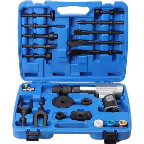 Kit de Marteau Pneumatique, Acier Chrome-vanadium, Diamètre de la Tête de Marteau 25 mm, Diamètre du Manchon Rond 10 mm, Adaptateur d'Impact 1/2", Compatible avec Divers Réparations Automobiles (1/5)