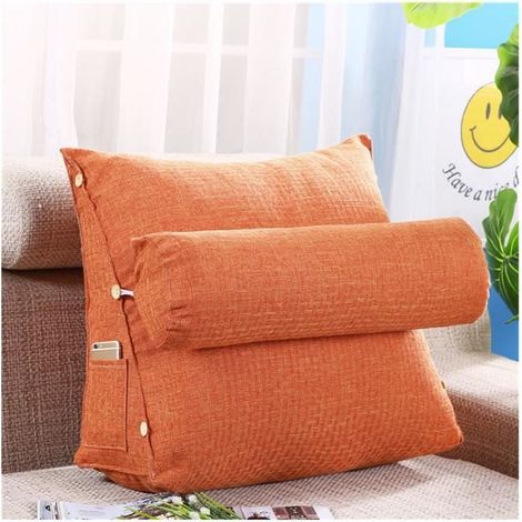 Coussin de chaise triangulaire en lin orange - Marque - Modèle - Ergonomique - Déhoussable - Haute densité (1/2)