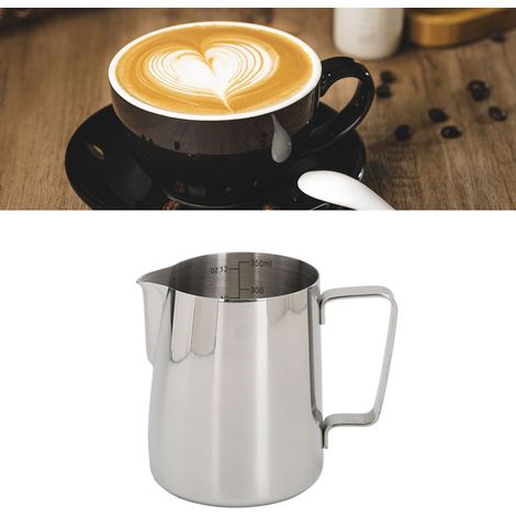 Mug à mousser le lait en acier inoxydable 304 épais avec graduations, 350 ml, couleur naturelle (1/5)