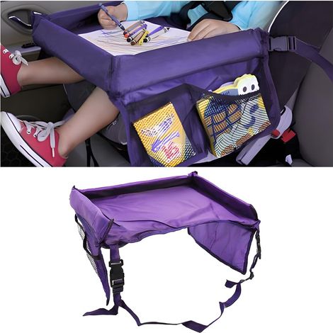 Bureau Lap Pour Siège Voiture, Plateau Siège Voitures Pour Enfants, Plateau De Voyage Enfant Voitures Avec Grande Espace Sac Rangement Accessoires Voiture De Voyage Polyvalent(Pourpre) (1/5)