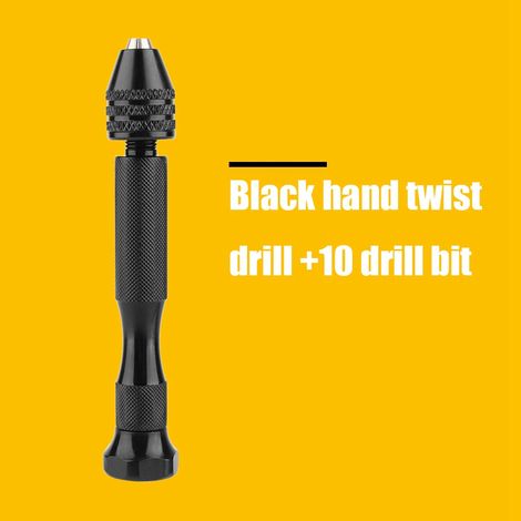 Mini foret à main en aluminium avec mandrin sans clé + 10 forets hélicoïdaux - Outils rotatifs pour le travail du bois (1/5)