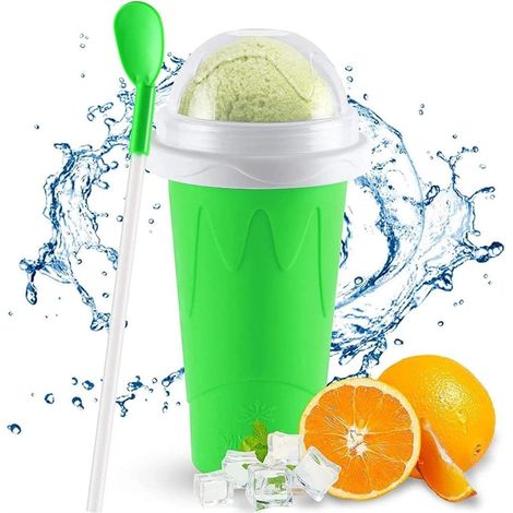 Coupe en silicone double couche Pinch Cup Summer Smoothie Cup, sorbetière maison Milkshake, vert (1/5)
