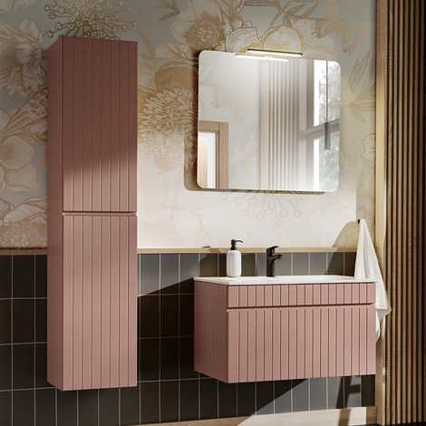 Set di mobili da bagno con lavabo Zelie rosa 80cm