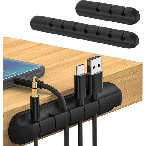 Set di 3 fermacavi - Organizzatori per cavi autoadesivi in silicone, supporti per cavi di alimentazione del computer, cavi di ricarica USB, ufficio e casa - AquaForge (1/5)