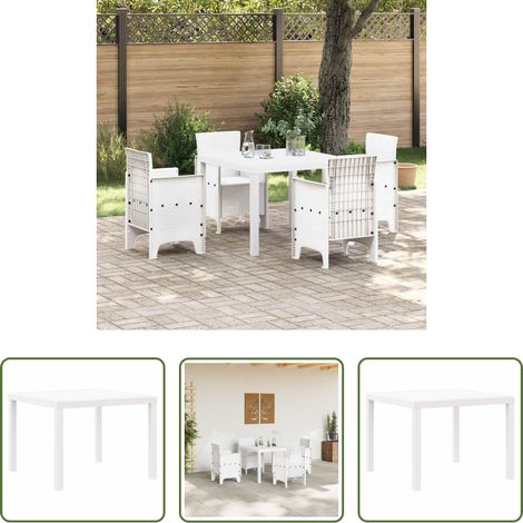Gartentisch Weiß - Gartentisch Weiß 100 x 100 x 73 cm Poly-Rattan (1/5)