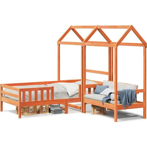 Maison Exclusive - Set de cama y banco con techo madera pino marr