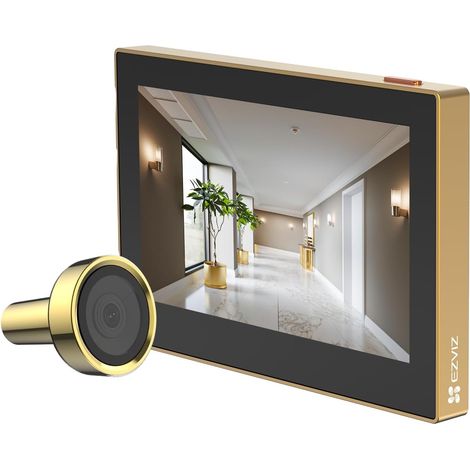 Judas sans Fil avec Ecran Couleur 4,3 Pouces, Visiophone 2MP avec Batterie 2200 mAh et Angle Vision 146°, 2.4GHz Wi-FI, Convient aux Trous 14 à 26 mm, Or (1/5)