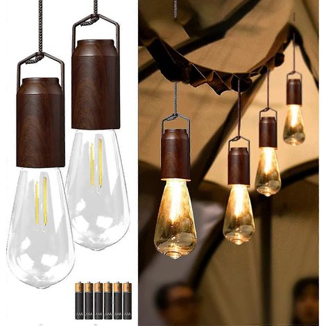 2er-Pack batteriebetriebene Mkk-Zeltlampen, tragbare LED-Hängelampe im Vintage-Stil für Camping, sturmsichere Notlaterne, geeignet für Wanderungen (1/5)