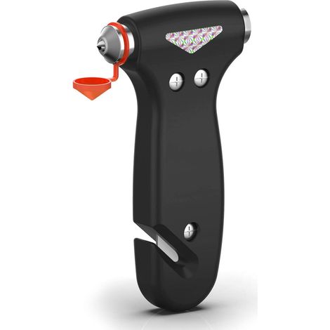 Marteau de sécurité 2 en 1 - Comprend un coupe-ceinture, un brise-vitre, des outils de premiers secours et de survie (1/4)
