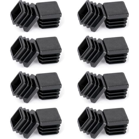 Bouchons Carrés 16x16mm - Lot de 16 - Plastique PE Noir - Protection Sol et Meubles - Pour Chaises Tables Canapés - Embouts Pieds (1/5)