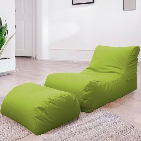 Dmora Chaise Longue moderna da soggiorno, Made in Italy, Poltrona con poggiapiedi in Nylon, Pouf imbottito per camera da letto, cm 120x80h60, colore Verde, con imballo rinforzato (1/4)
