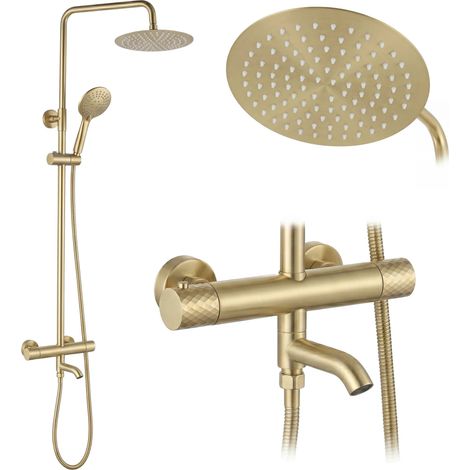Ensemble De Douche Rea Lungo Diamond + Thermostat Brush Gold (1/5)