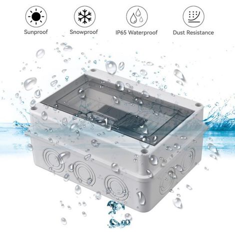 Boîte de distribution en saillie, boîtier de fusibles étanche IP65 avec porte, une rangée pour 8 modules, convient aux emplacements (1/5)