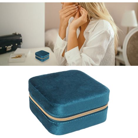 Mini boîte à bijoux de voyage, boucles d'oreilles, bagues, boîte à bijoux zippée, boîte de rangement à bijoux multifonctionnelle portable à double couche, style 2. (1/5)