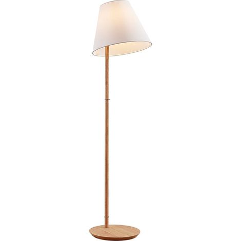 Lucande Lámpara de pie 'Jinda' en Blanco Textura, Tela, Tejido, Seda