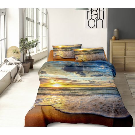 Completo Letto Lenzuola 100% Cotone Set Lenzuolo Moderno Sotto Sopra Federe Due Stampe In Altissima Definizione  Dis67ocean - Matrimoniale
