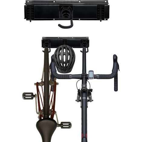 Soporte de pared para bicicletas con riel - Negro, capacidad para varias bicicletas