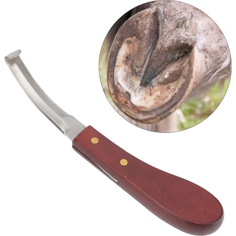 Couteau à double tranchant pour droitier, couteau à parer les sabots annulaire, couteau à épointer les sabots, outil de parage des sabots, couteau à retirer les sabots, harnais pour chevaux (1/5)