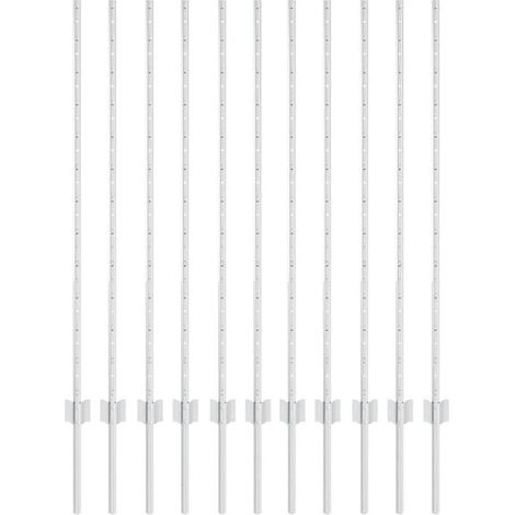 Poteaux de clôture. 11 poteaux, argentés, 120 cm, acier. (1/5)