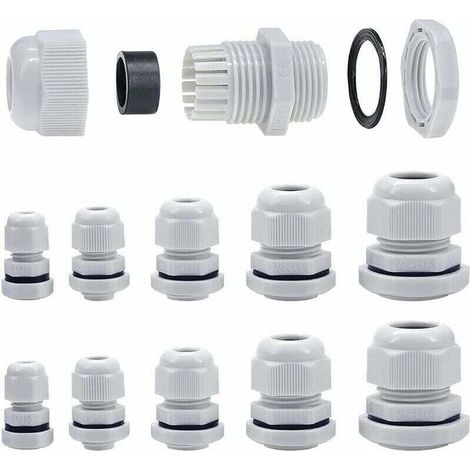 Stapelbare Kabelverschraubungen M10-M25, 10 mm - 25 mm, mit Kontermutter und Unterlegscheibe (M10-M25, 40 Stück) (1/4)