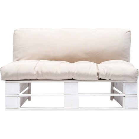 Maison Exclusive - Outdoor-Sofa Paletten mit Kissen in Sandfarben (1/3)