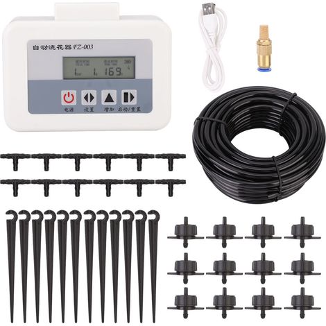 Système d'irrigation goutte-à-goutte automatique programmable avec minuterie, pompe silencieuse IP67, tuyau 10m et 12 buses ajustables pour jardin (1/5)